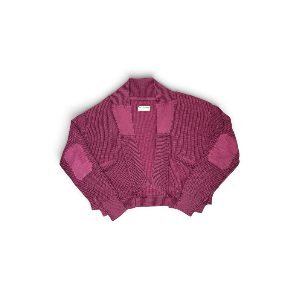 Free People We The Free Worn Thru Surplus Cardigan Sweater Magenta Womens Small